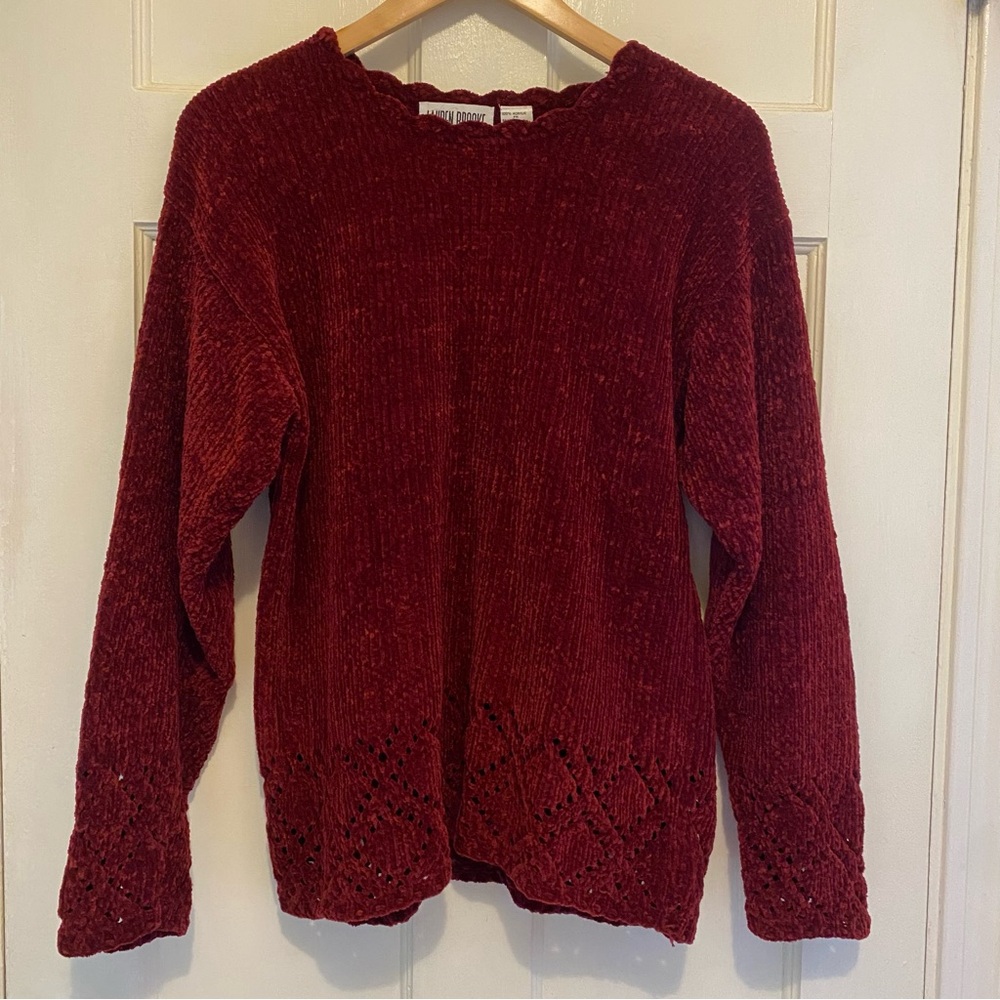 Lauren Brooke Burgundy Sweater with Knit Detail
